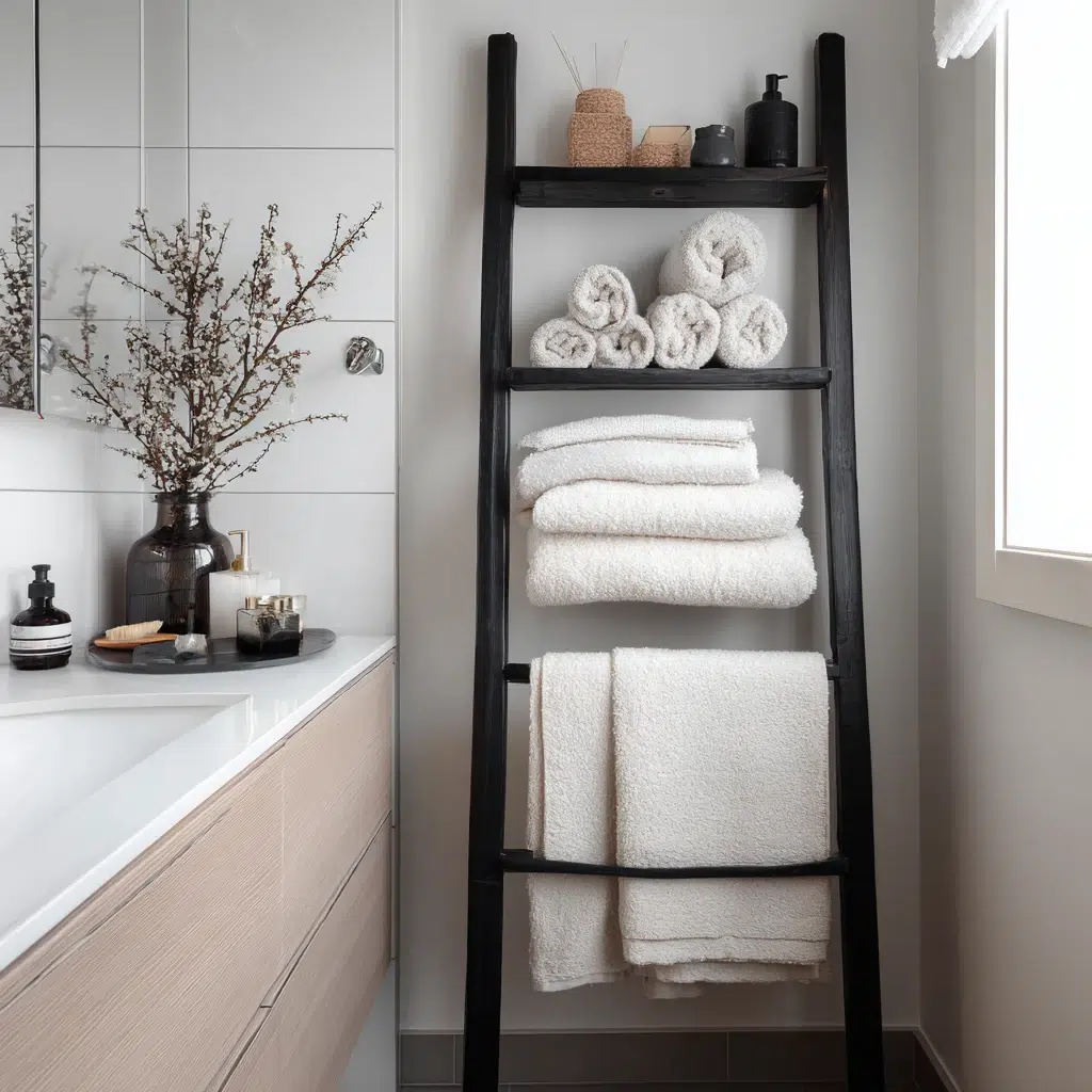 Stunning Swedish Bathroom Ideas: Use Ladder Towel Racks