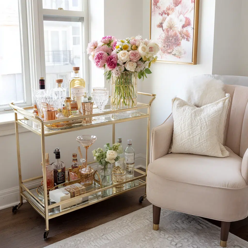 Dreamy Girly Apartment Ideas: Design a Mini Bar Cart for Style and Function