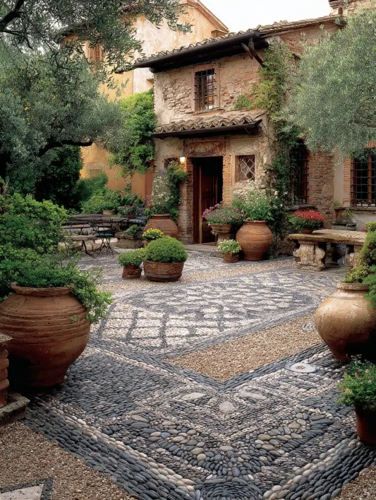 Italian Garden Ideas: Stone Mosaic Accents