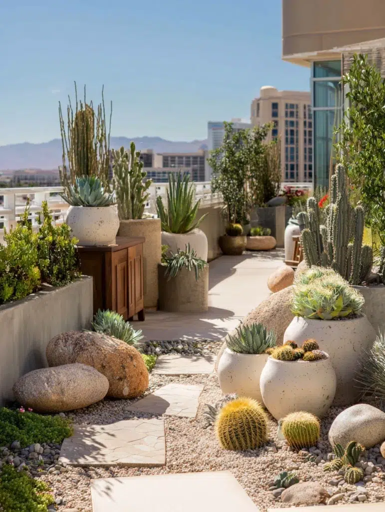Stunning Terrace Garden Ideas: Desert Garden Display