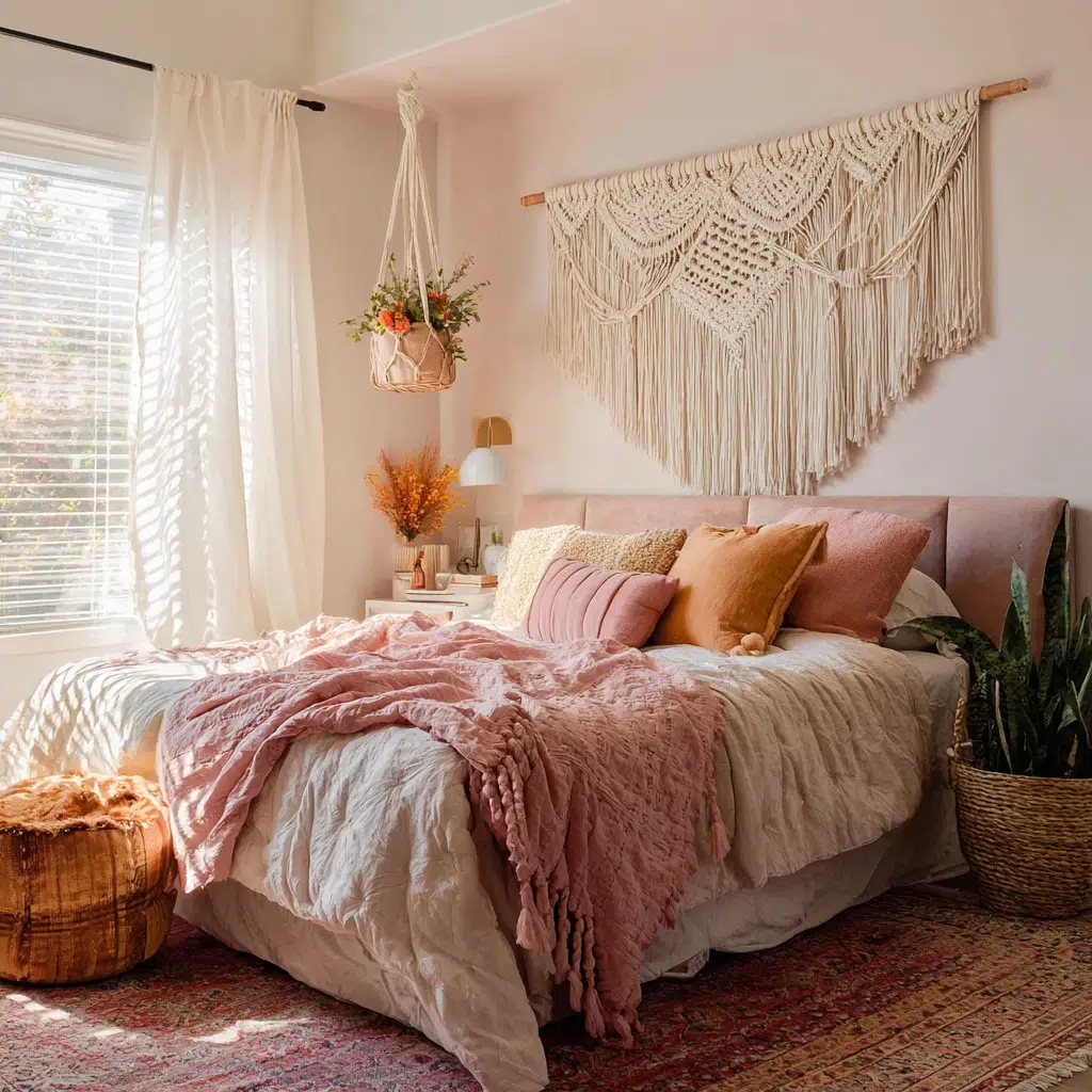 Dreamy Girly Apartment Ideas: Hang Macrame Wall Hangings for Bohemian Vibes