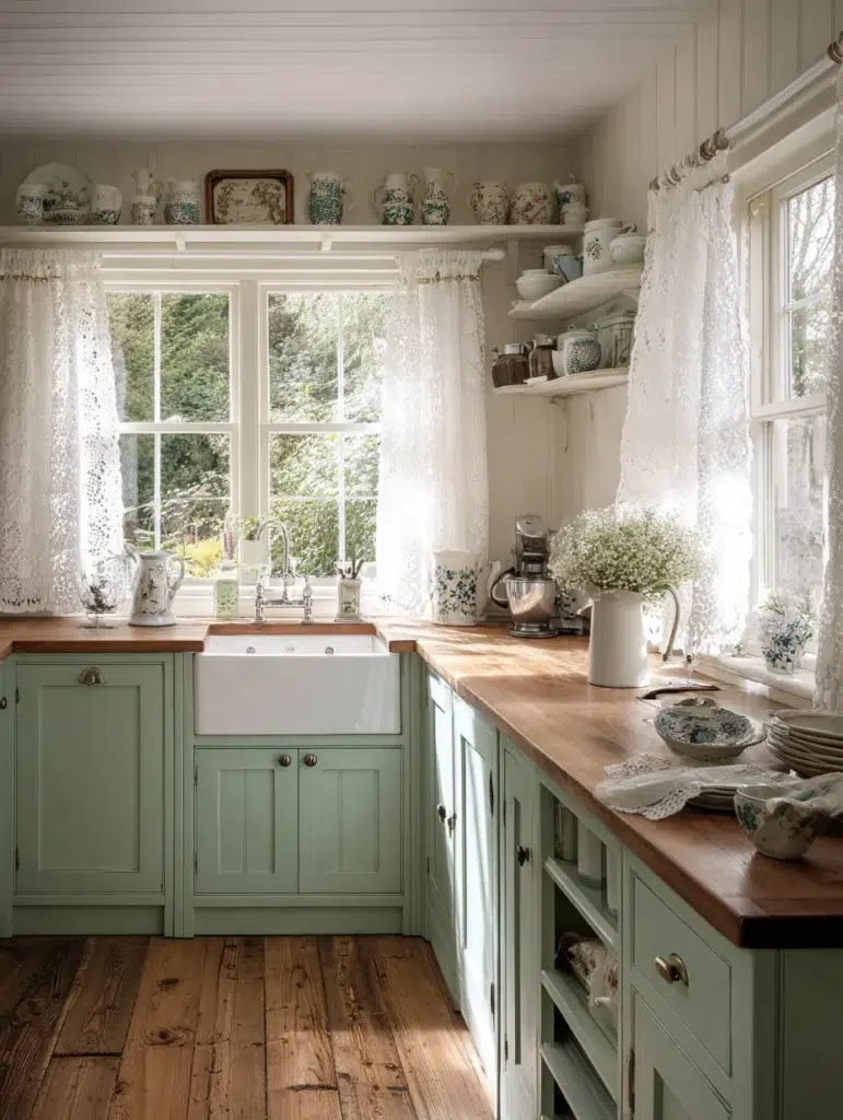 Aesthetic Irish Kitchen Ideas: Lace Curtain Cafe Style