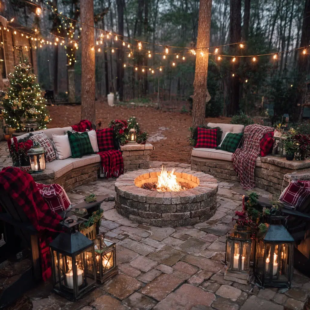 Stunning Christmas Garden Decoration Ideas: Set Up a Festive Fire Pit Area