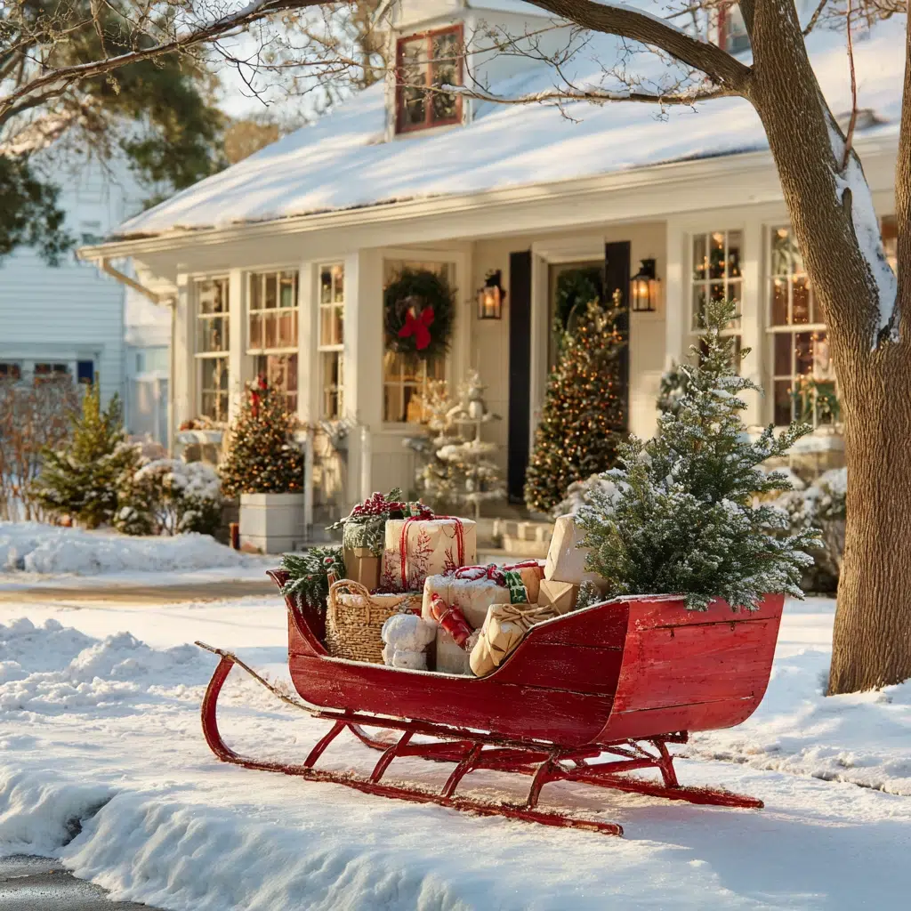 Stunning Outdoor Christmas Decor Ideas: Sleigh or Wagon Display