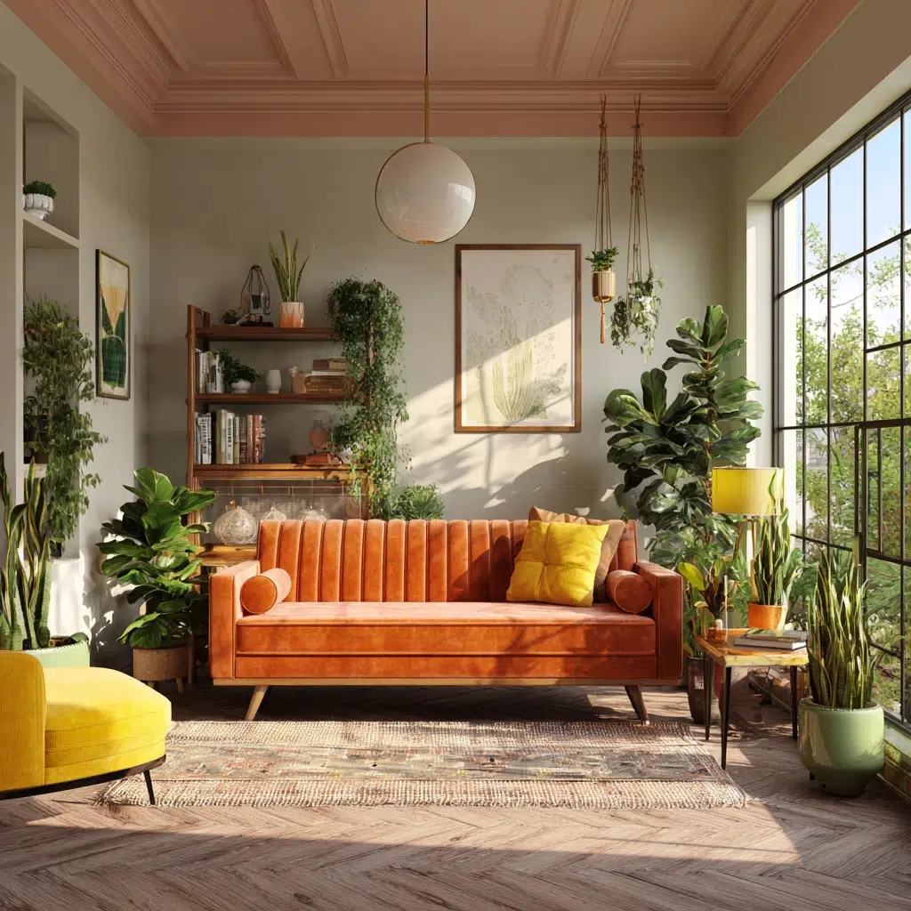 Timeless Vintage Apartment Ideas: Finish With Vintage Plants in Retro Planters