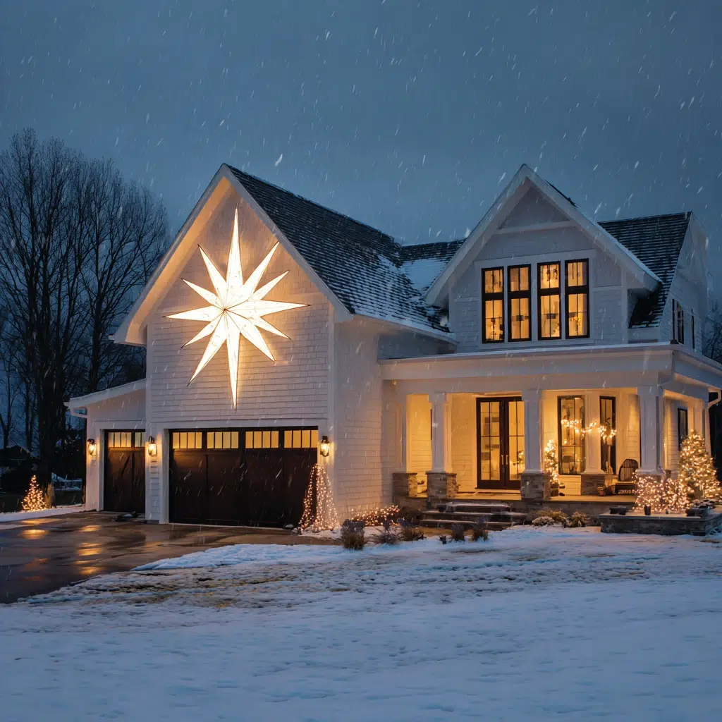 Stunning Outdoor Christmas Decor Ideas: Star Tree Topper Alternative