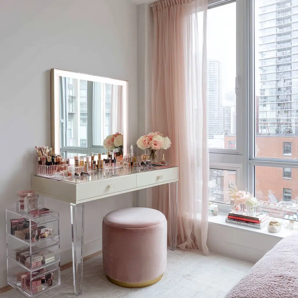 Dreamy Girly Apartment Ideas: Add a Vanity Area That Actually Works