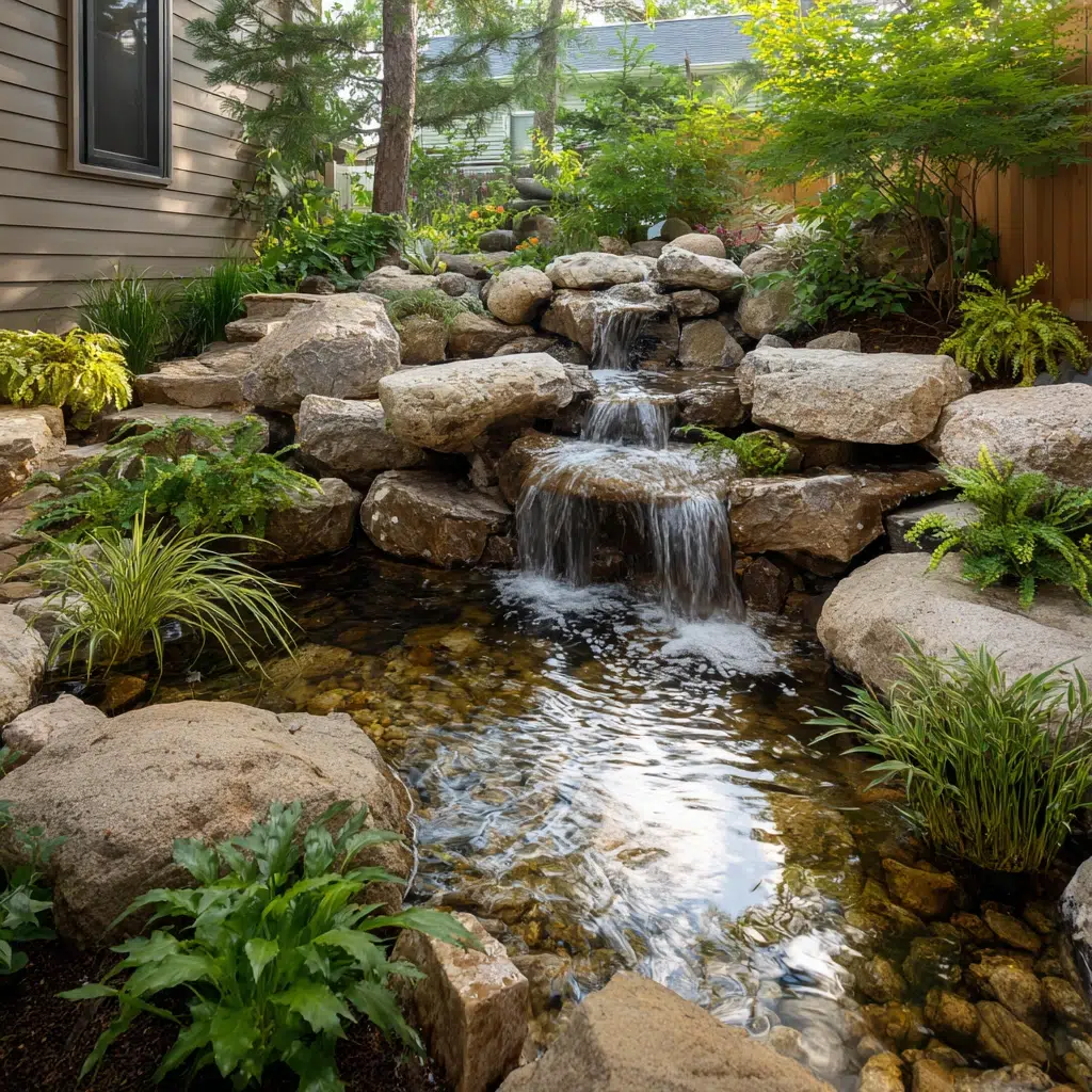 Corner Garden Ideas: Corner Waterfall Feature