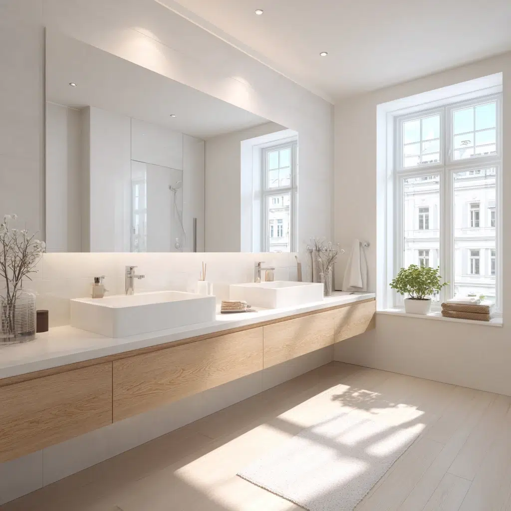 Stunning Swedish Bathroom Ideas: Install Large, Frameless Mirrors