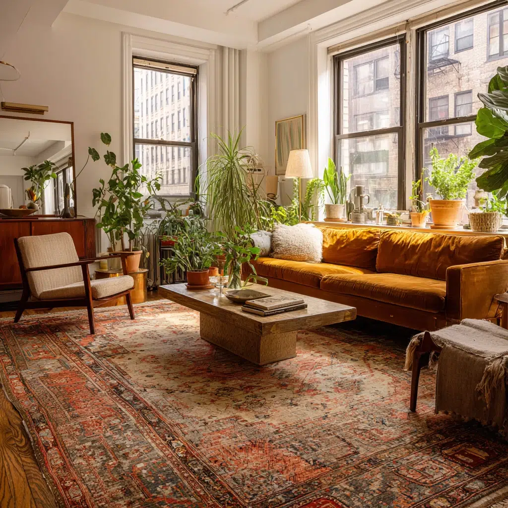 Timeless Vintage Apartment Ideas: Layer Vintage Rugs for Texture and Warmth
