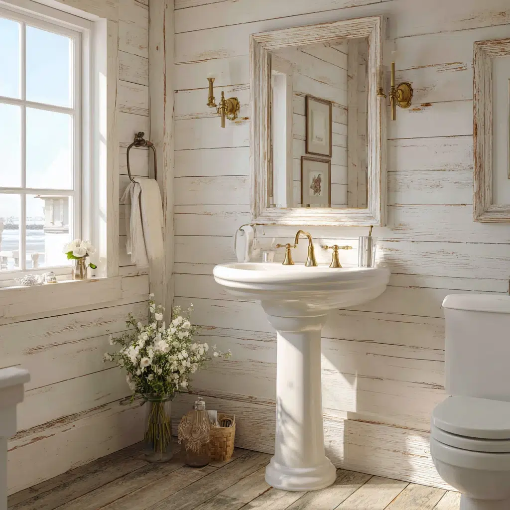 Aesthetic Irish Bathroom Ideas: Whitewashed Shiplap Walls