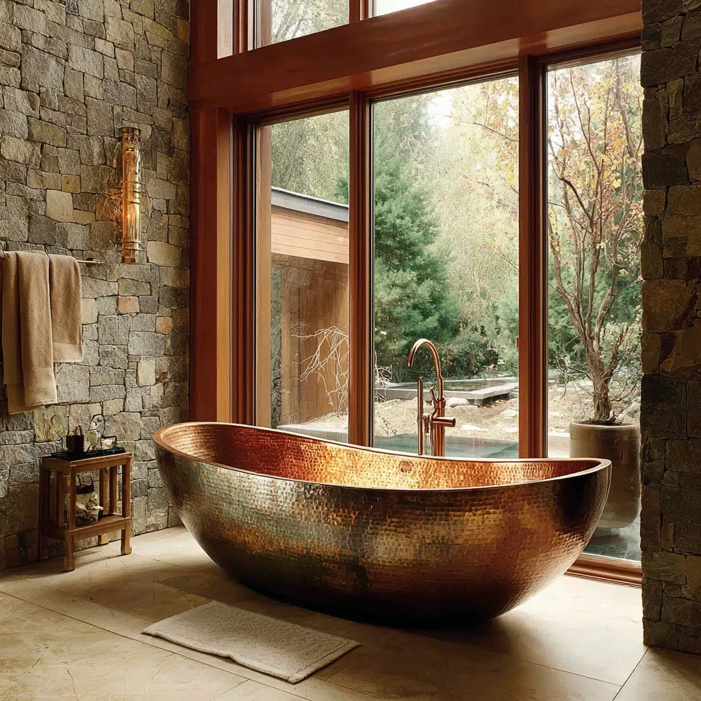Aesthetic Italian Bathroom Ideas: Freestanding Copper Bathtub as the Centerpiece