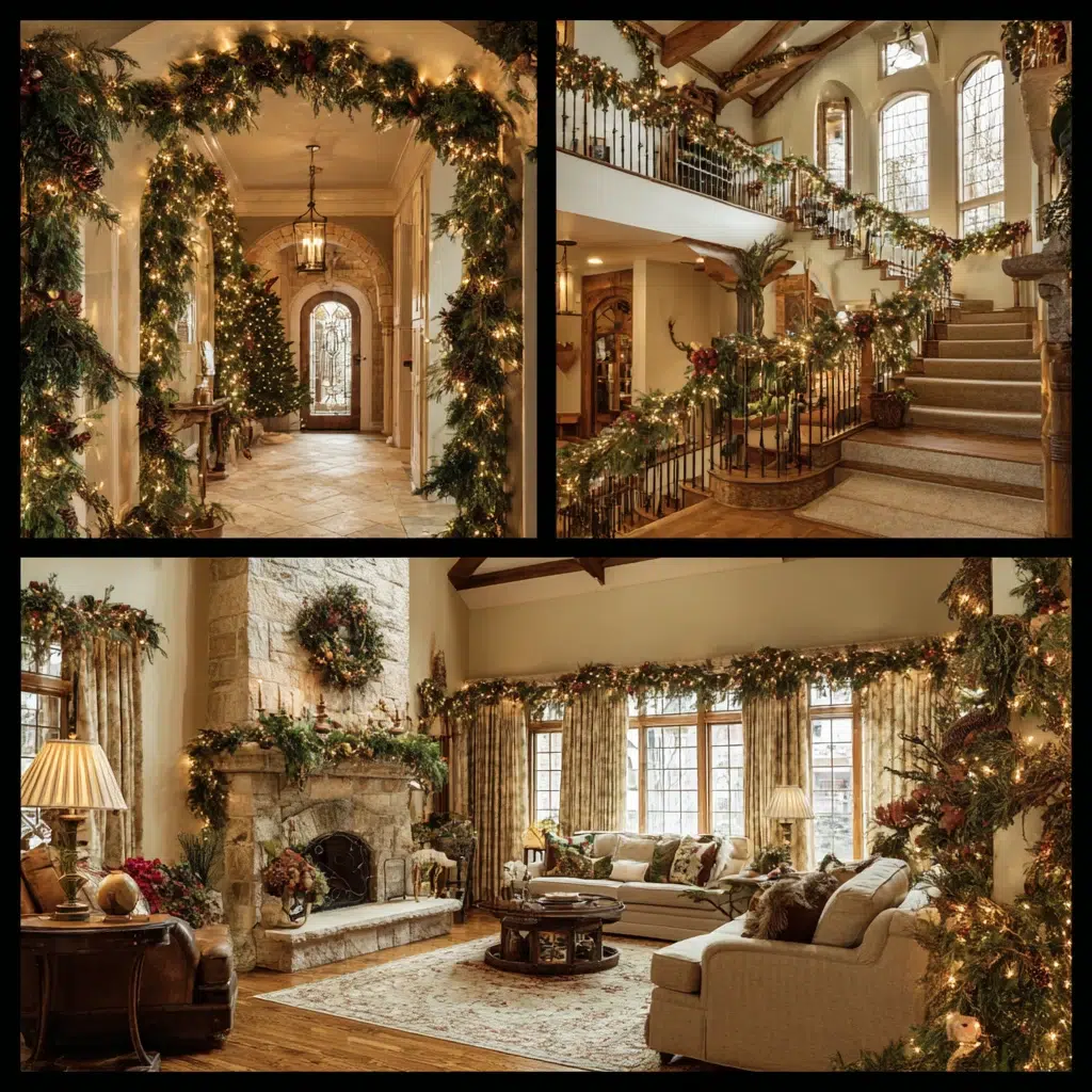 Timeless Traditional Christmas Decor Ideas: Garland Draped Everywhere
