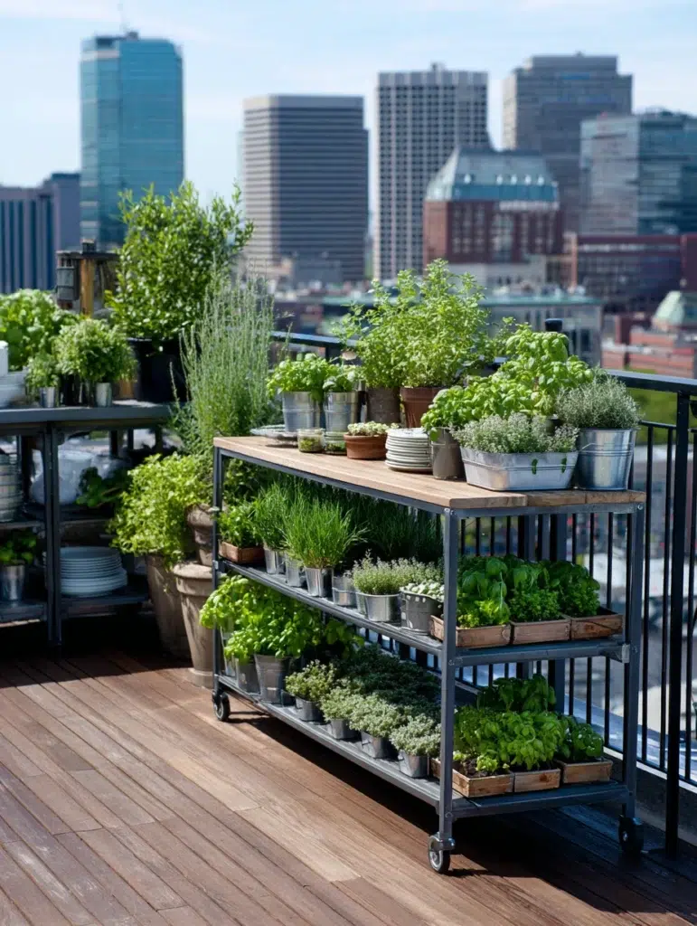 Stunning Rooftop Garden Ideas: Herb Garden Kitchen Station
