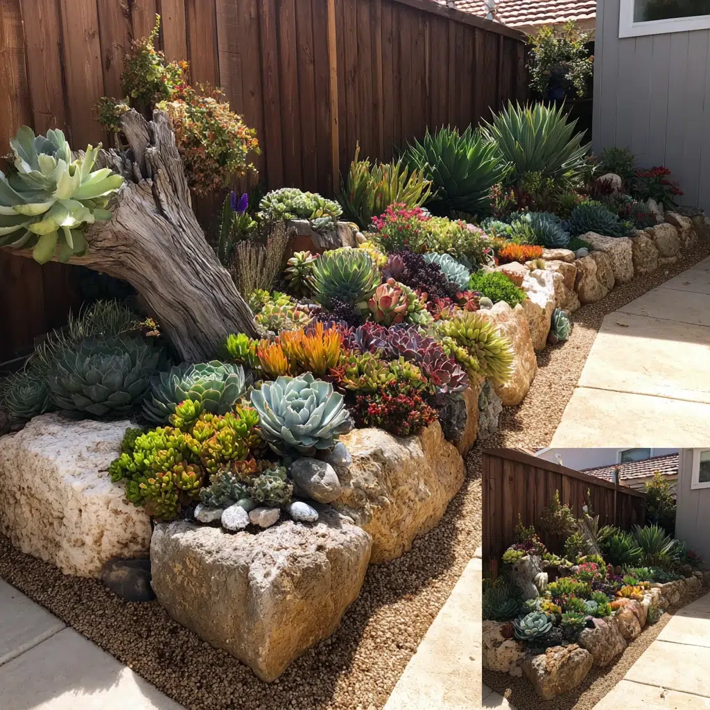 Corner Garden Ideas: Succulent Rock Garden