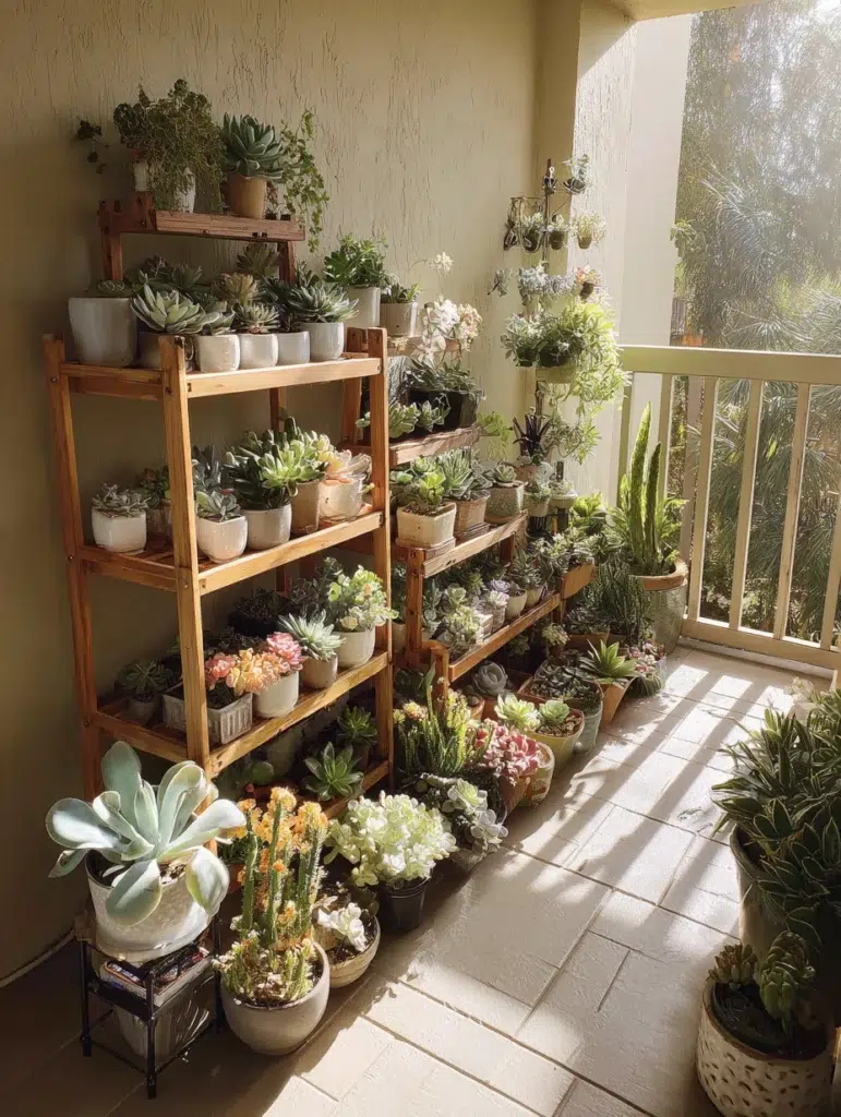 Small Balcony Garden Ideas: Tiered Plant Stands