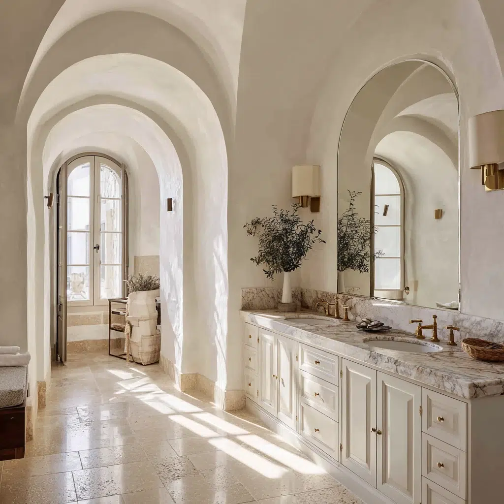Aesthetic Italian Bathroom Ideas: Arched Doorways and Mirrors