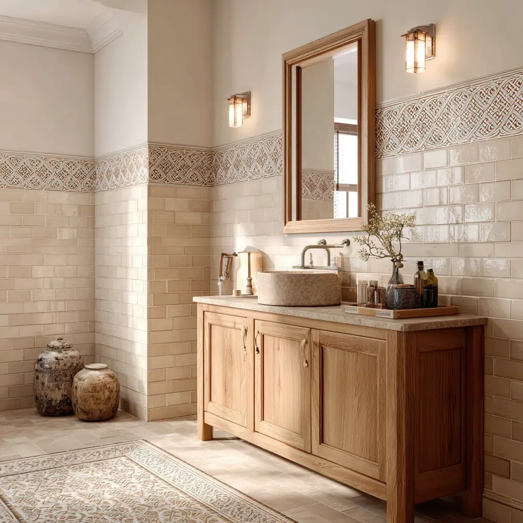 Aesthetic Irish Bathroom Ideas: Celtic Knot Border Tiles