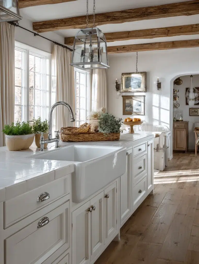 Aesthetic Italian Kitchen Ideas: Farmhouse Sink with Vintage Charm