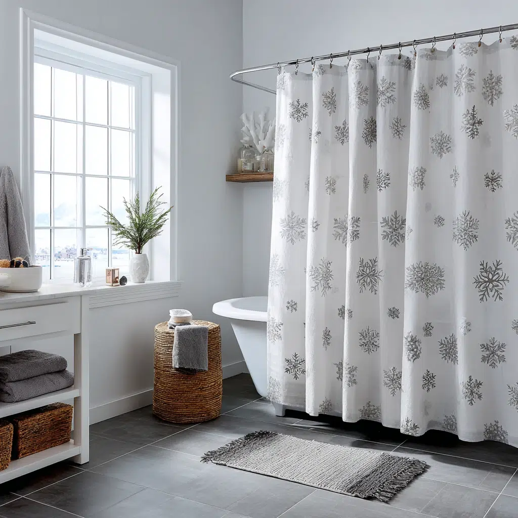 Charming Christmas Bathroom Decor Ideas: Festive Shower Curtain Swap