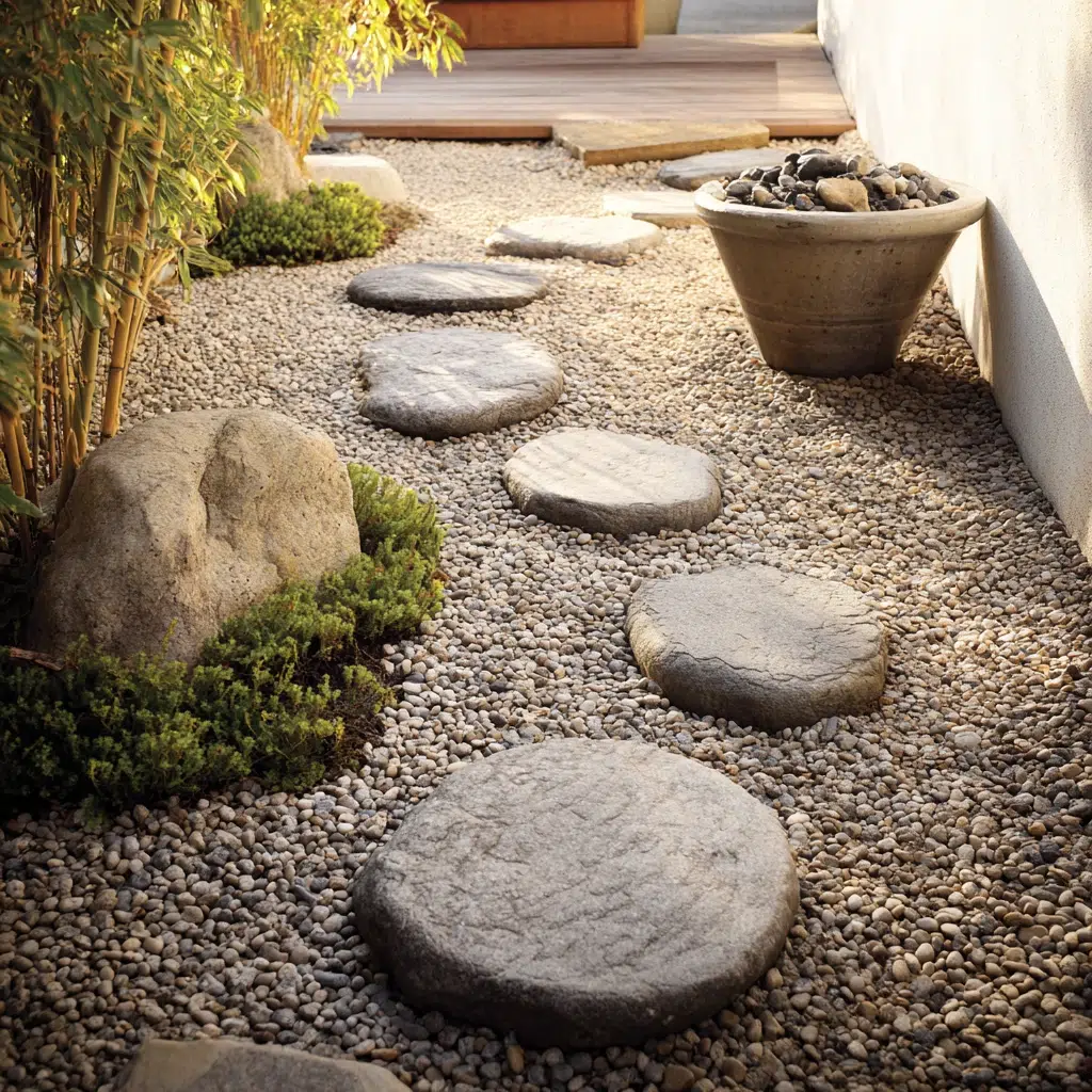 Small Zen Garden Ideas: Gravel Garden with Stepping Stones