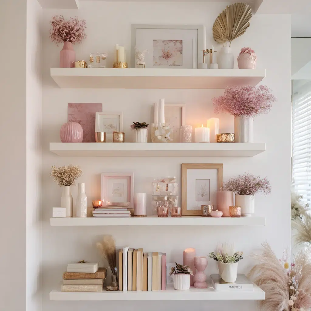 Dreamy Girly Apartment Ideas: Install Floating Shelves for Display and Function