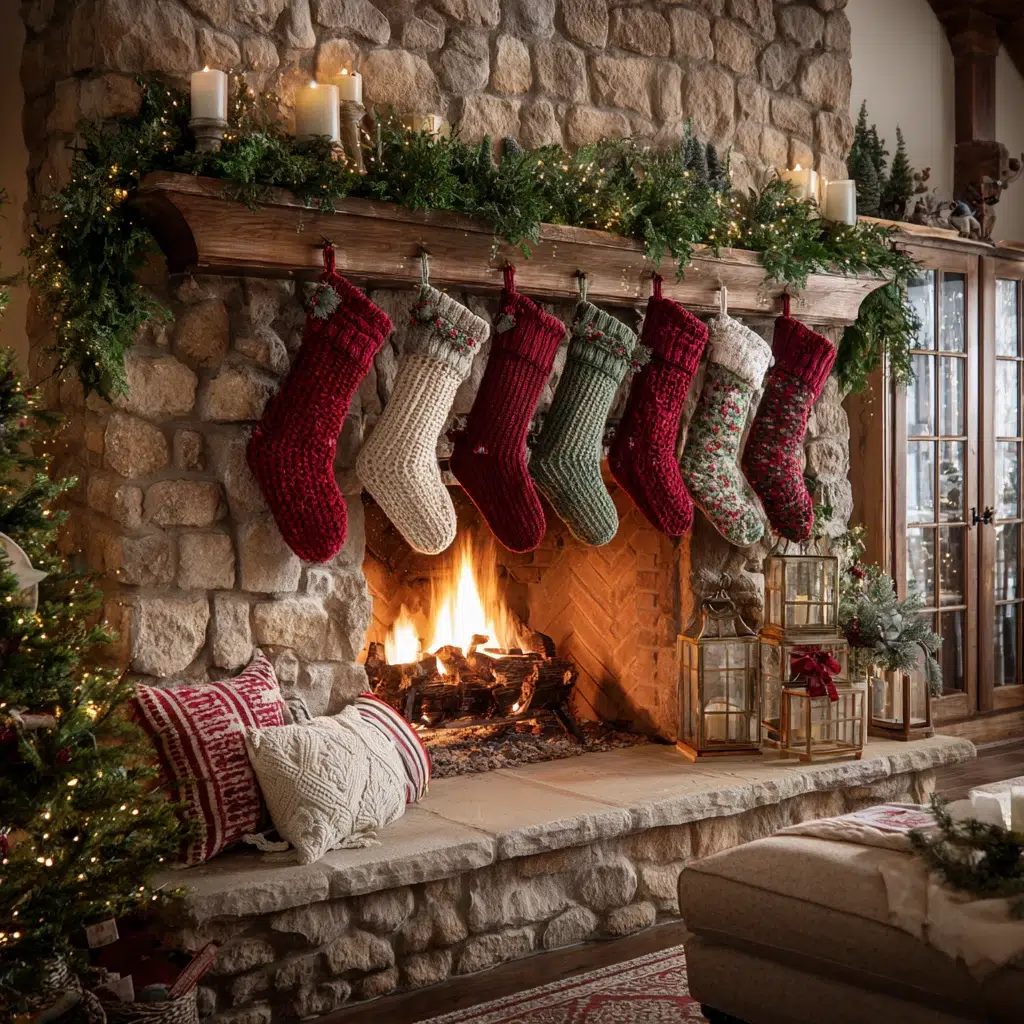 Timeless Traditional Christmas Decor Ideas: Stockings Hung by the Fireplace