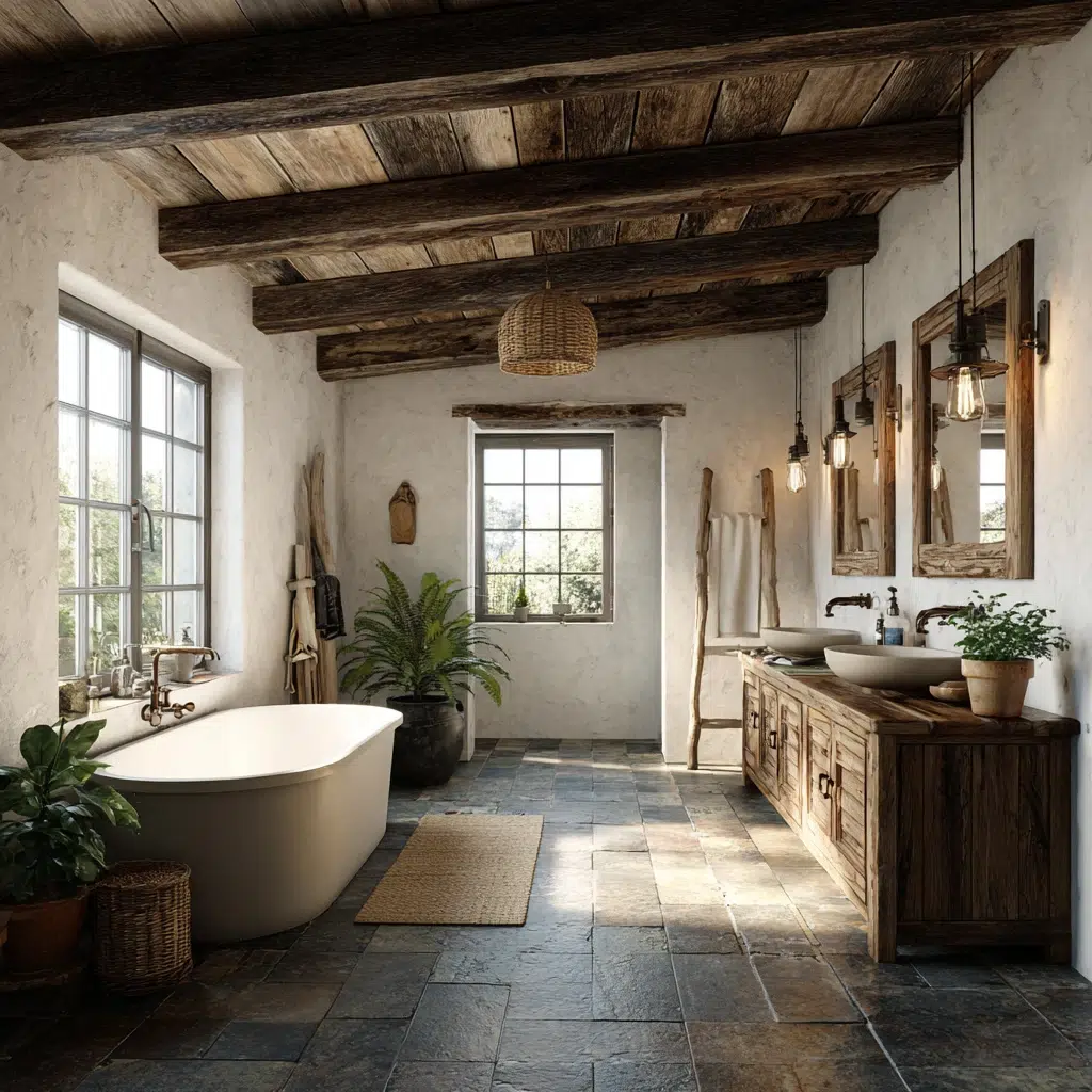 Aesthetic Irish Bathroom Ideas: Exposed Wooden Beams
