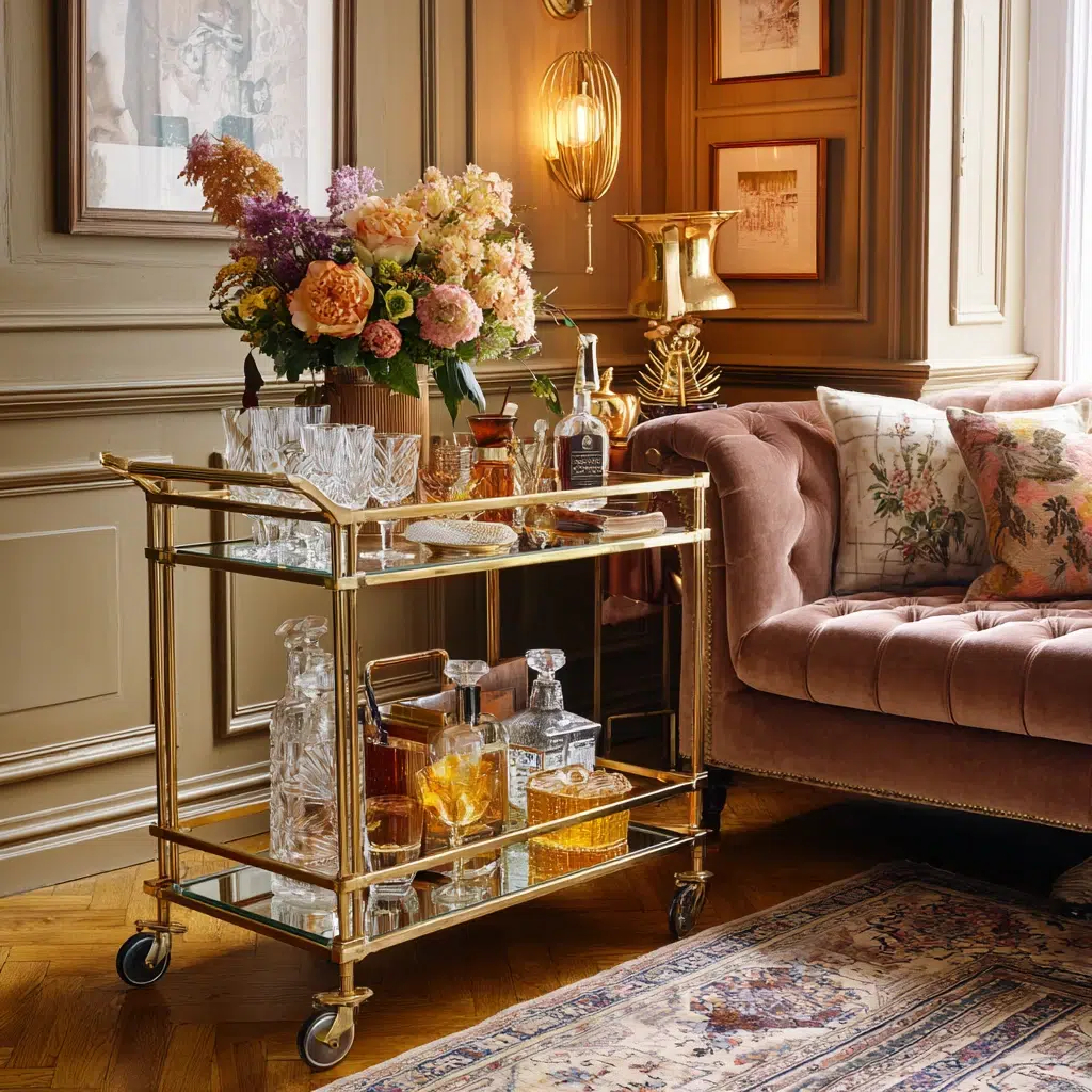 Timeless Vintage Apartment Ideas: Incorporate Vintage Bar Cart Styling