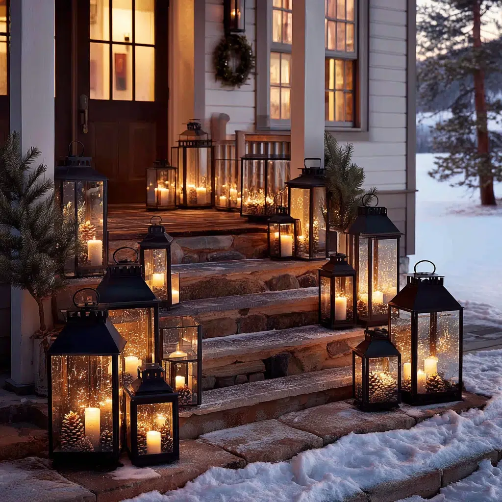 Stunning Outdoor Christmas Decor Ideas: Lantern Clusters