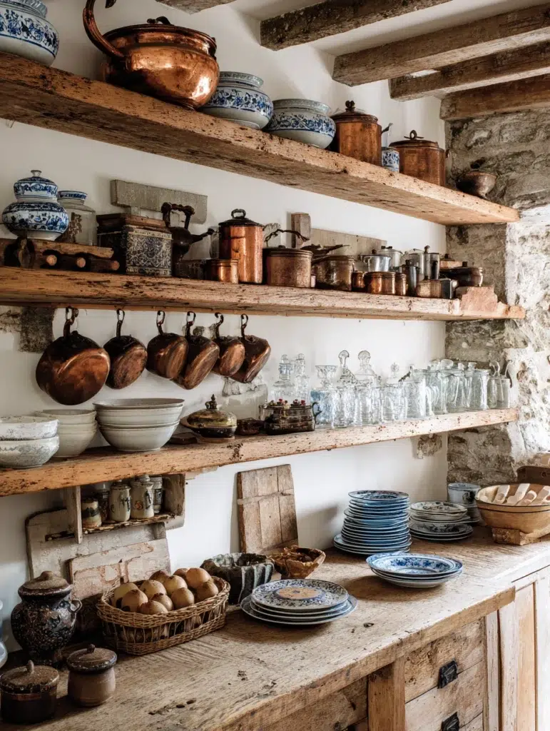Aesthetic Scottish Kitchen Ideas: Open Shelving Displaying Heirloom Pieces