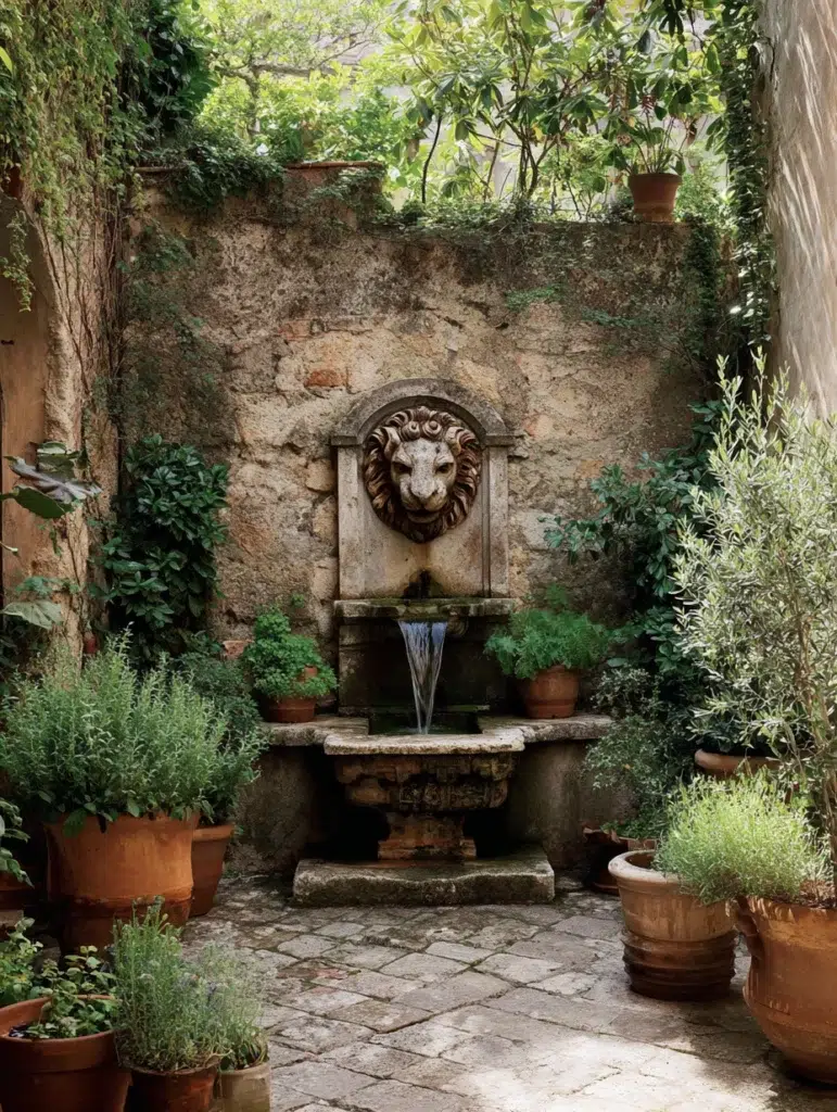Italian Garden Ideas: Stone Wall Water Features
