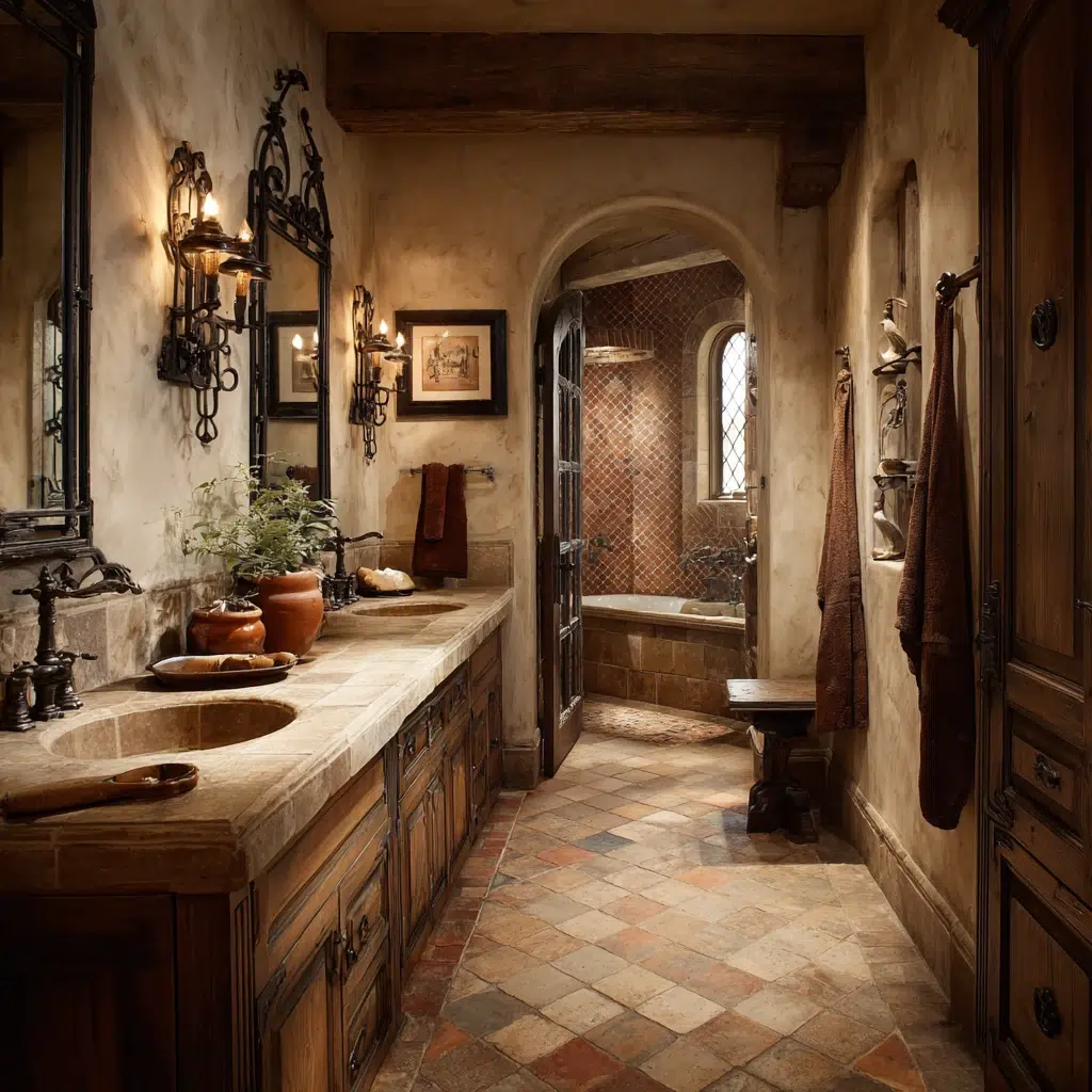 Aesthetic Italian Bathroom Ideas: Wrought Iron Details for Old-World Charm