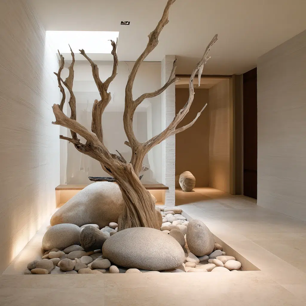 Small Zen Garden Ideas: Dried Branch and Stone Display