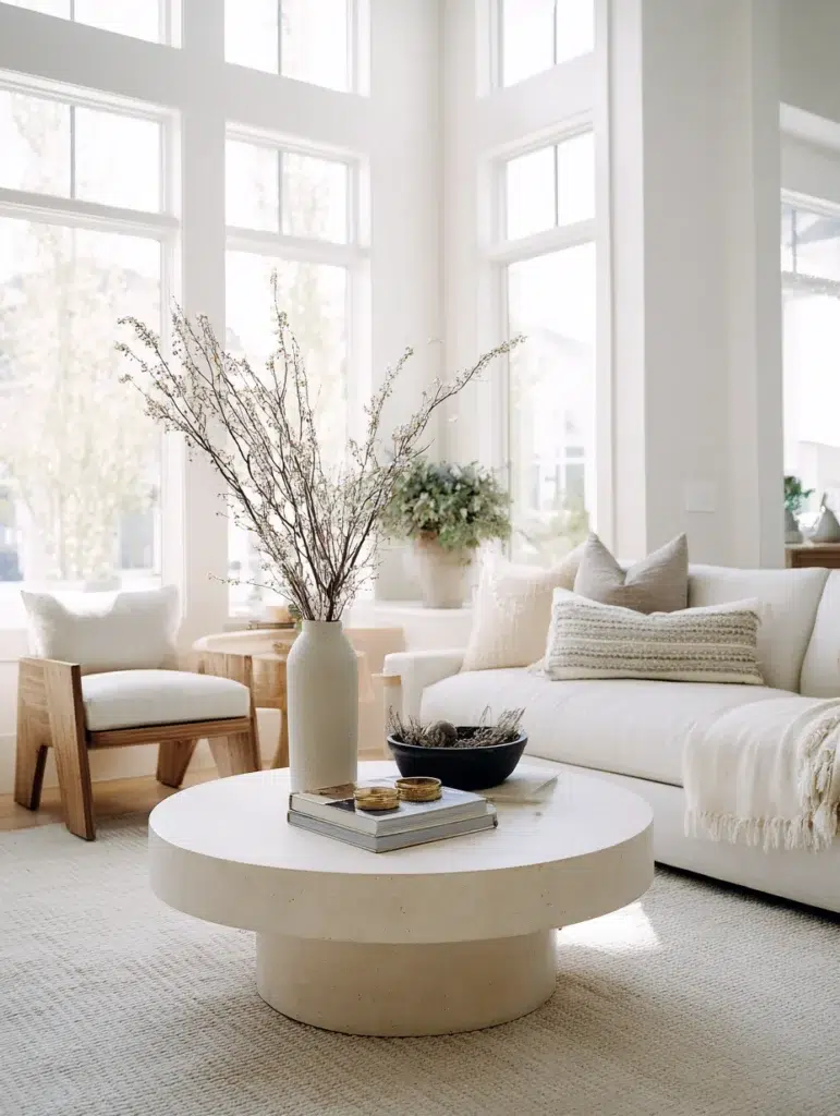 Elegant Round Coffee Table Styling Ideas: Create a Triangle Layout for Visual Balance