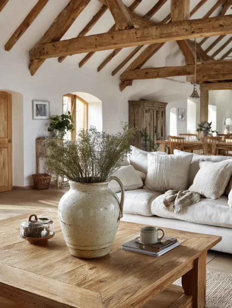 Scottish Coffee Table Styling Ideas: Add a Stoneware Crock for Rustic Texture