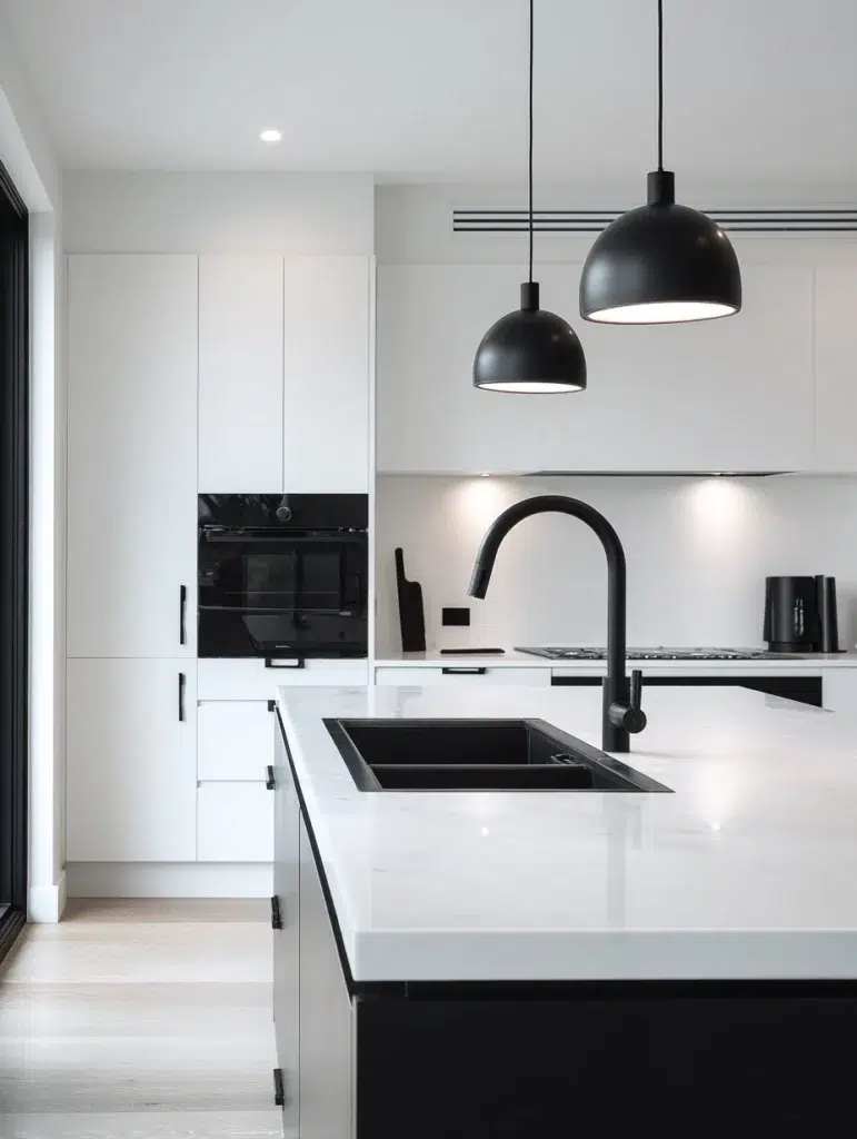 Minimalist Modern Kitchen Ideas: Matte Black Fixtures and Hardware