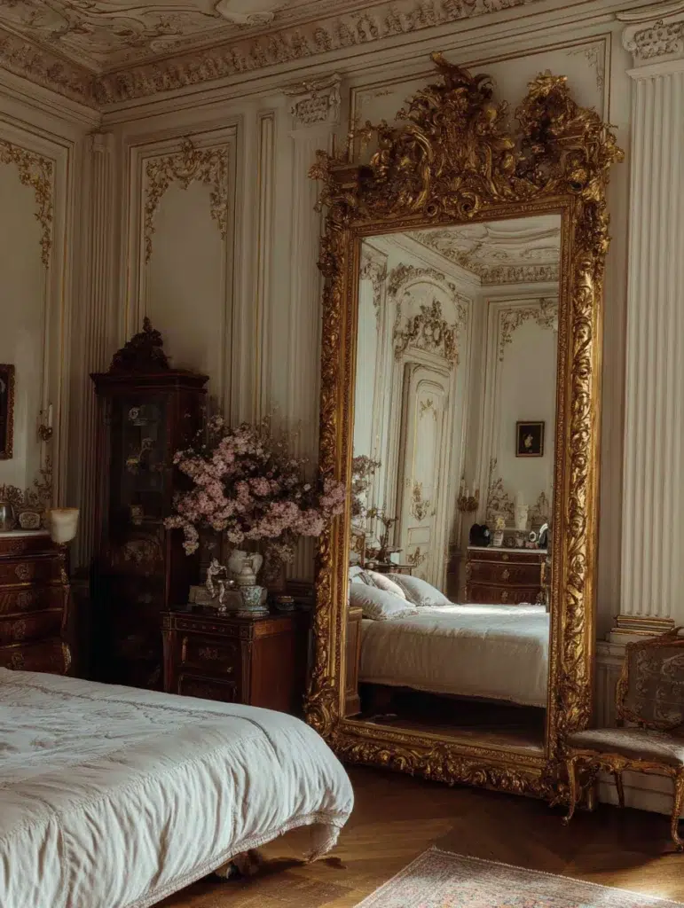 Aesthetic Italian Bedroom Ideas: Ornate Gilded Mirrors