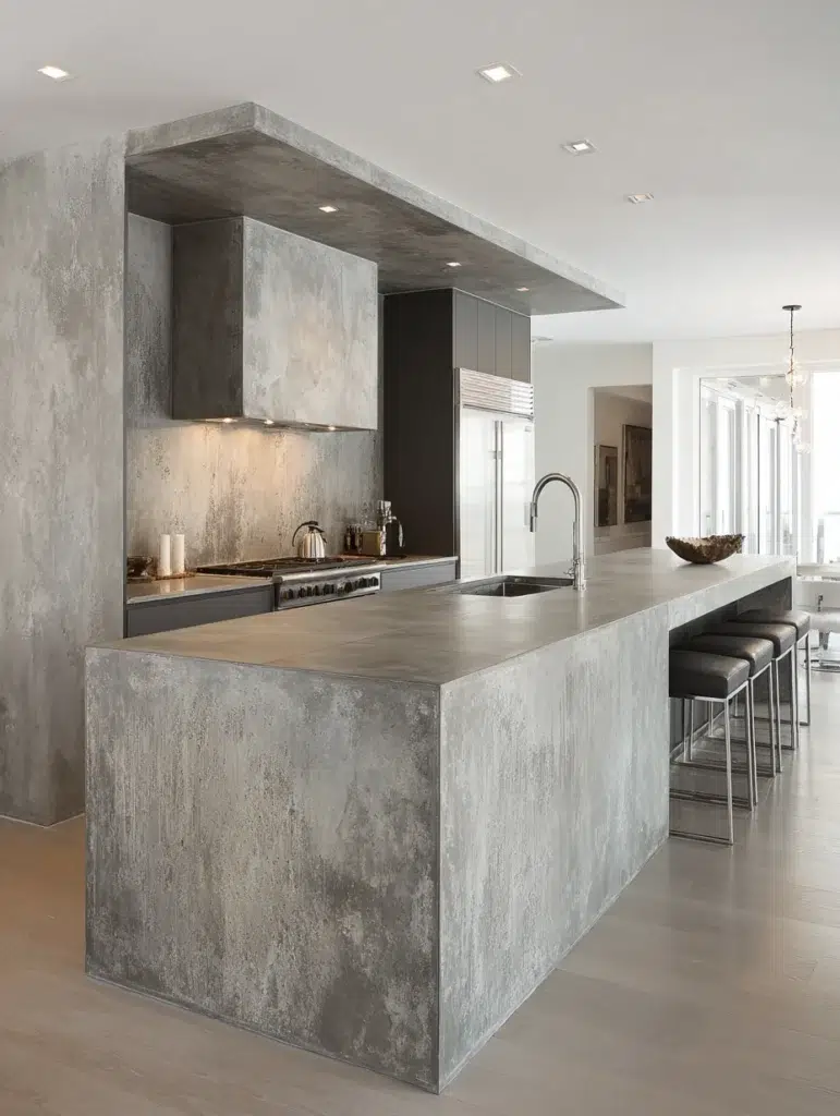 Minimalist Modern Kitchen Ideas: Concrete or Stone-Look Countertops