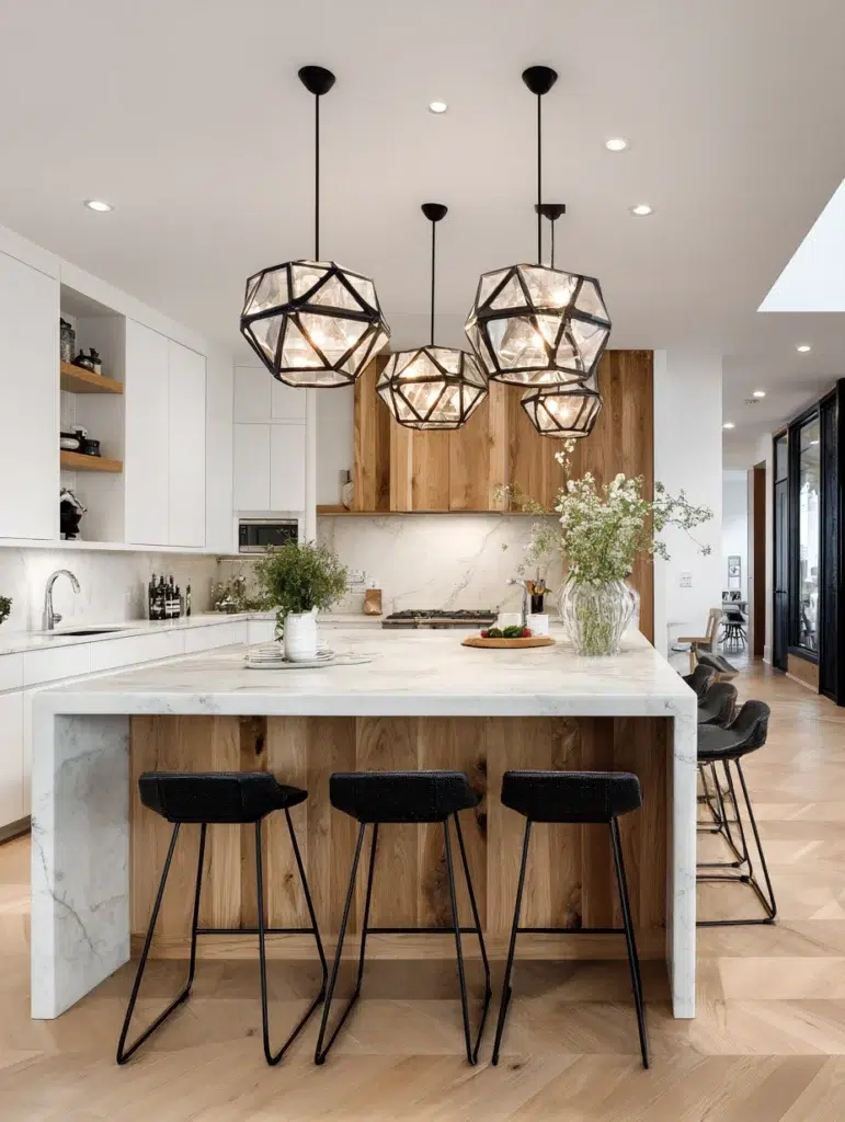 Scandinavian Kitchen Design Ideas: Install Pendant Lighting as Focal Points