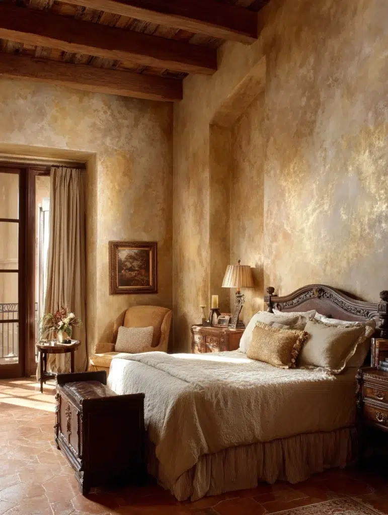 Aesthetic Italian Bedroom Ideas: Venetian Plaster Walls