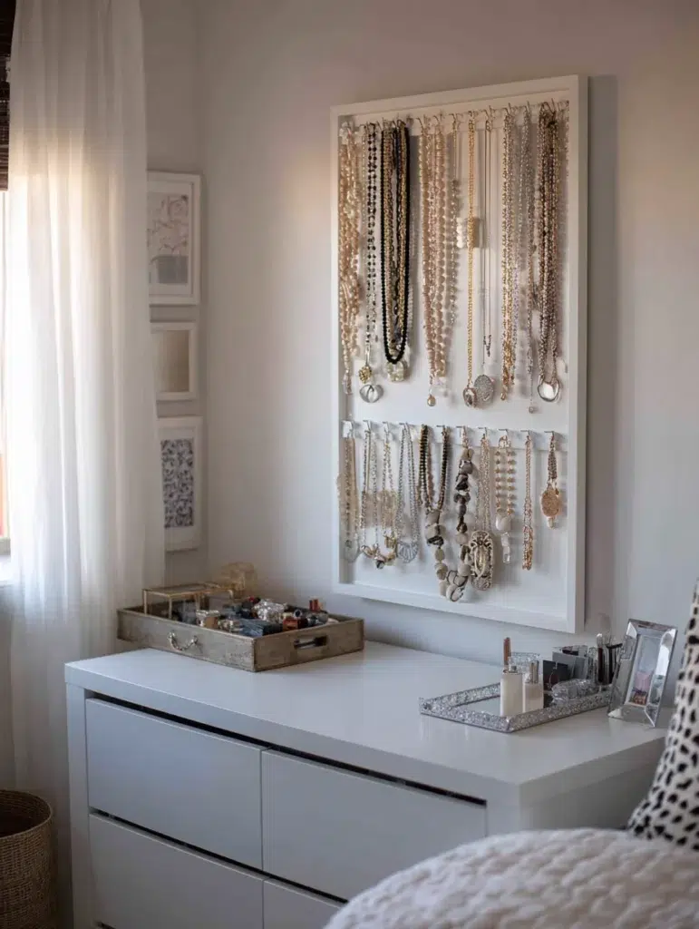 IKEA Bedroom Ideas: Organize Accessories with Wall-Mounted Jewelry Storage