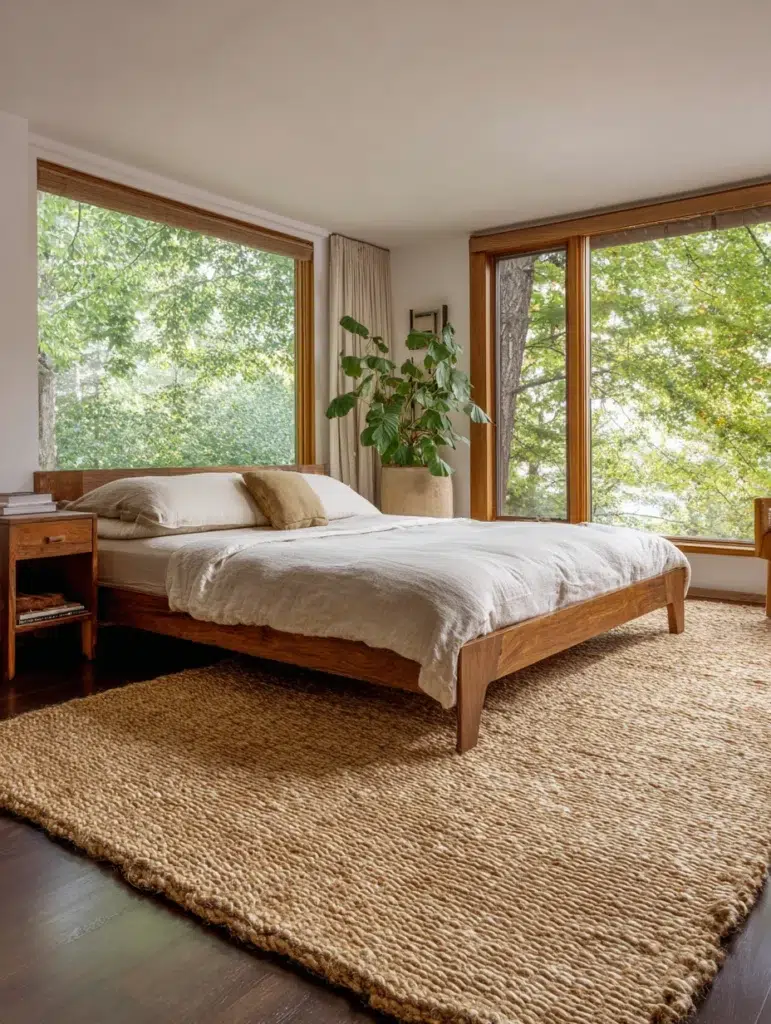 Calming Zen Bedroom Ideas: Use a Simple Area Rug