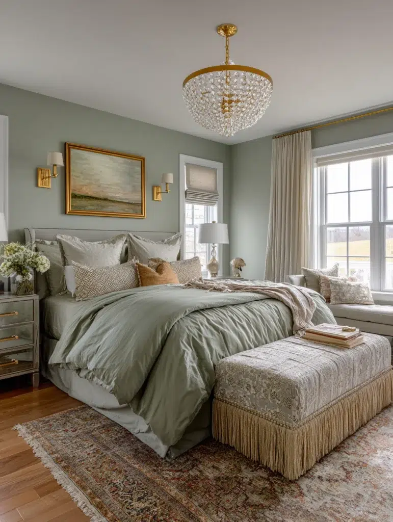 Sage Green Bedroom Ideas: Mix Sage Green With Warm Metallics