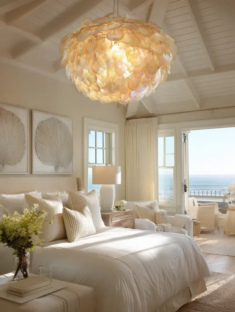 Coastal Bedroom Ideas: Use Capiz Shell Lighting