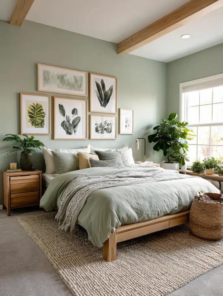 Sage Green Bedroom Ideas: Add Sage Green Through Artwork and Prints