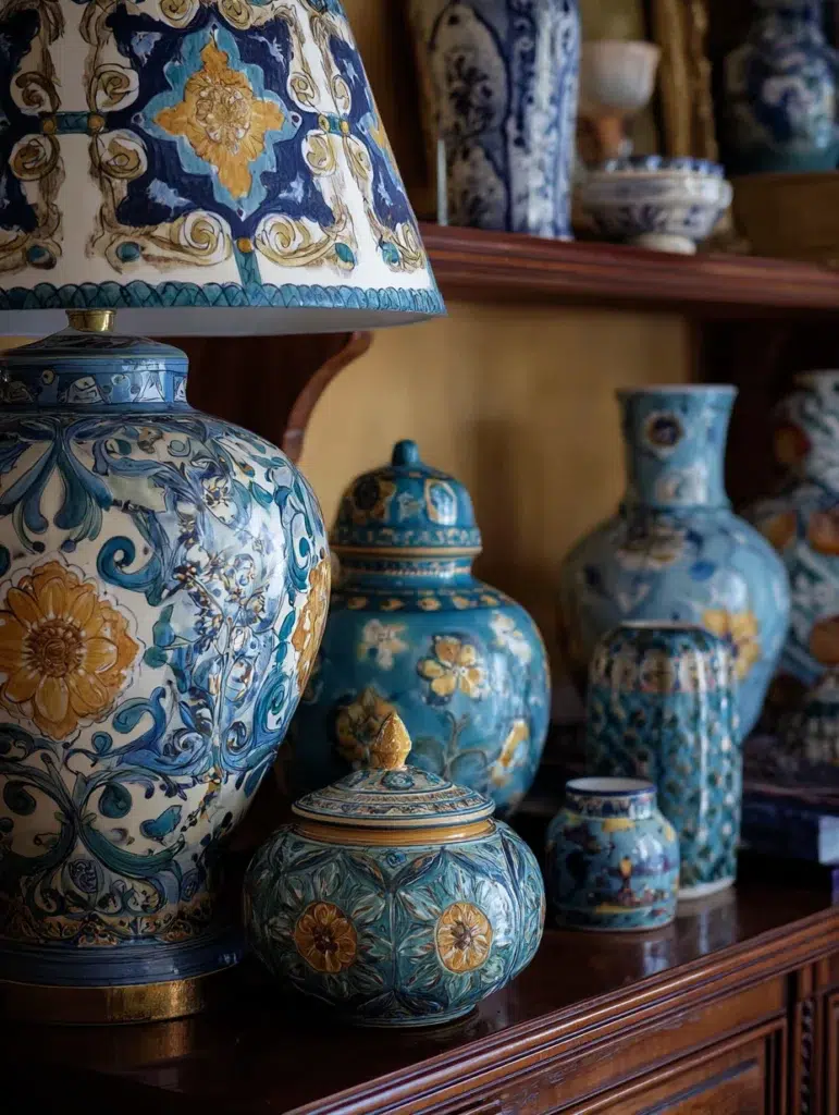 Aesthetic Italian Bedroom Ideas: Hand-Painted Ceramic Accessories