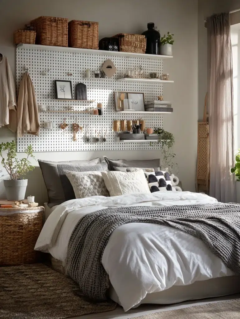 IKEA Bedroom Ideas: Install Pegboard for Flexible Wall Storage