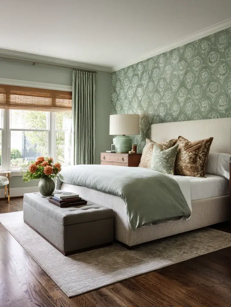 Sage Green Bedroom Ideas: Incorporate Sage Green Wallpaper