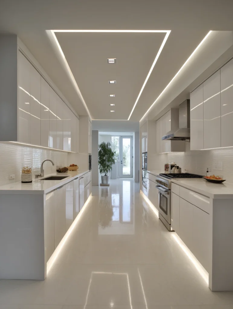 Minimalist Modern Kitchen Ideas: Linear LED Lighting